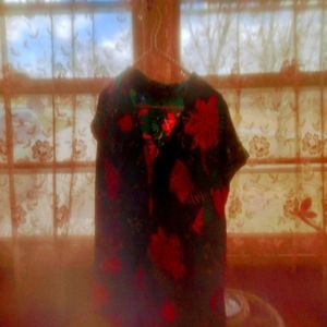 Cyan Pink Gold White Emerald Green Floral Blouse